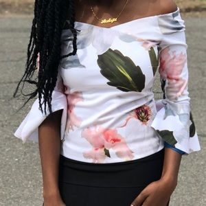 Off the shoulder Ted Baker peplum shirt